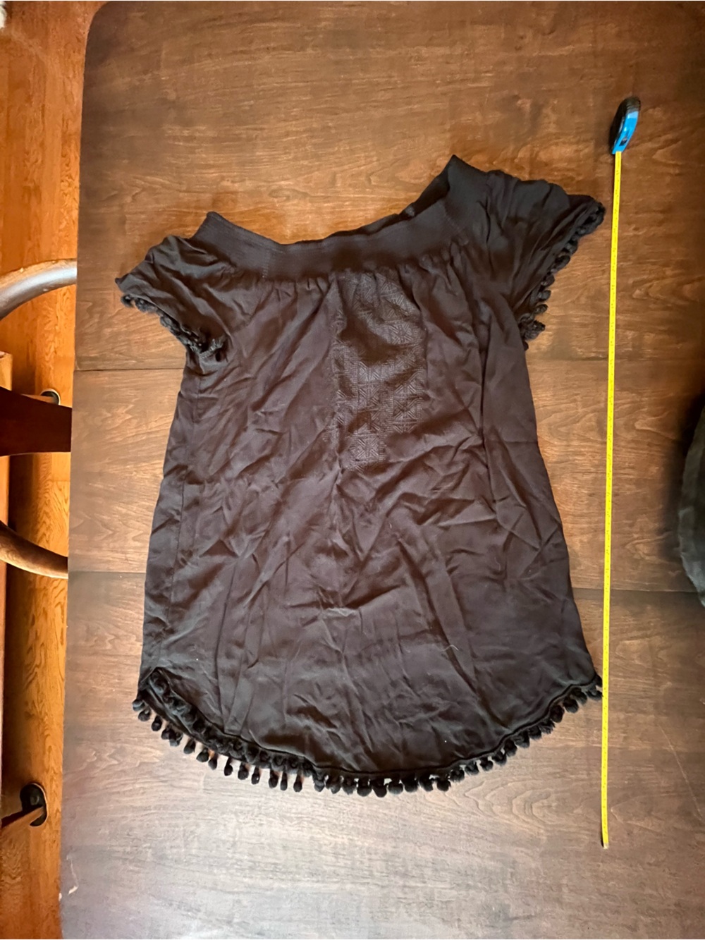 Merona Black Maxi Skirt with Pom-Pom Trim